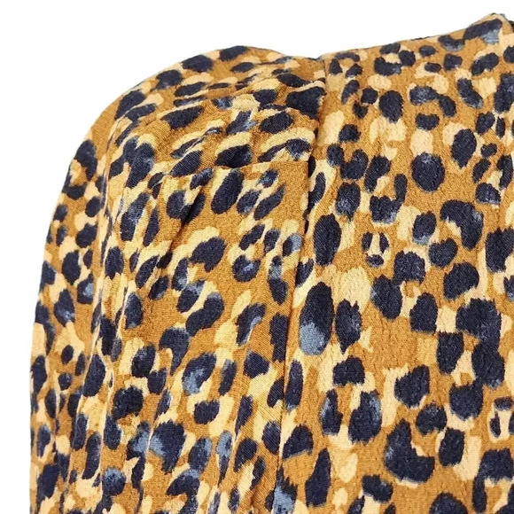 Zara TRF Animal Cheetah Print Pleated Shoulder Lined Jacket Dress Sz Small Maxi - Picture 6 of 15